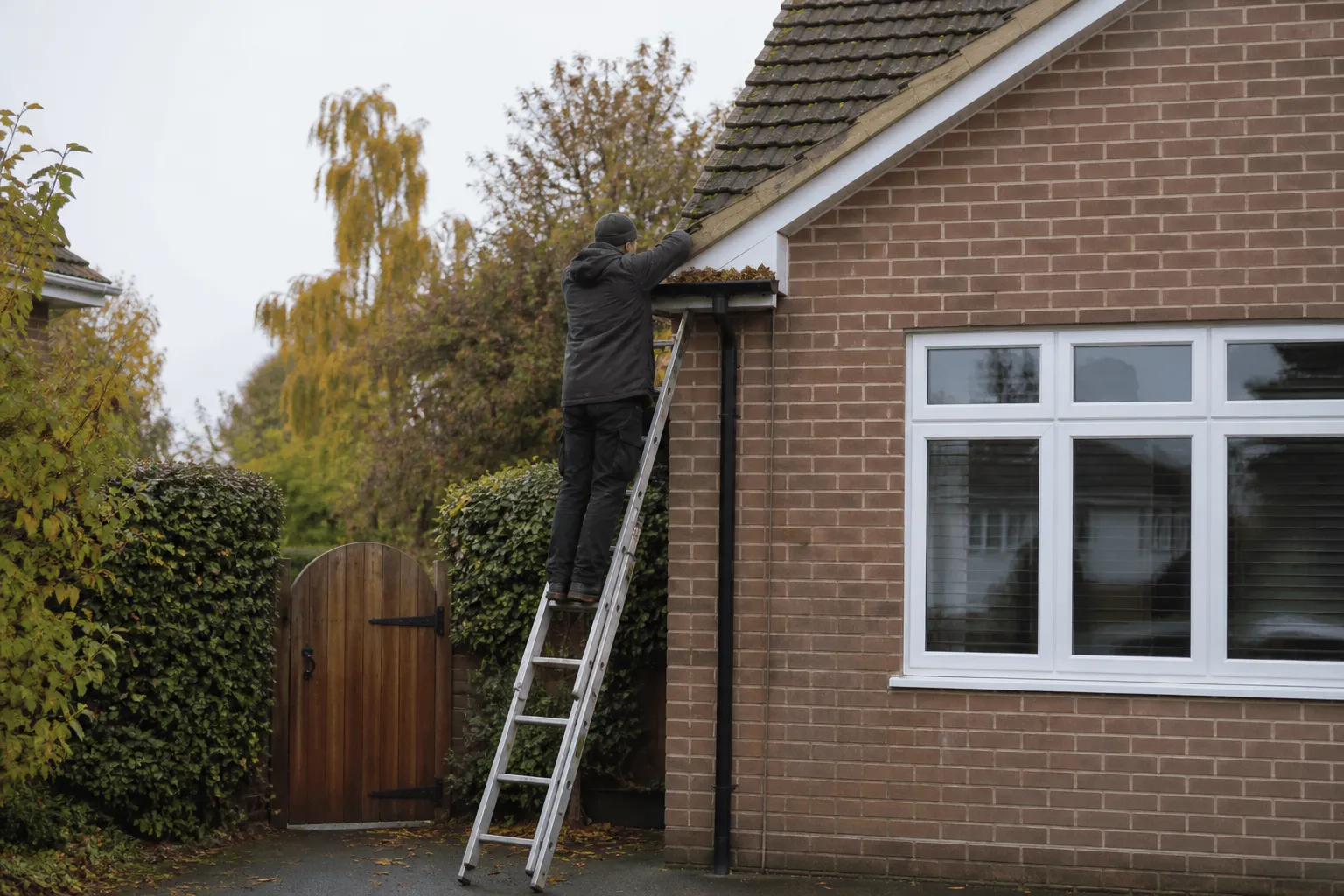 Gutter and exterior maintenance on a UK home
